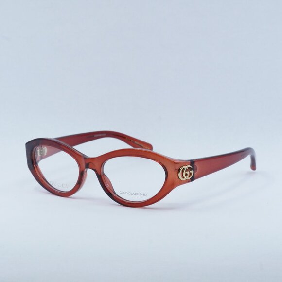 Gucci GG1405O 003 Eyeglasses Transparent Burgundy 51mm Cat Eye Frame - Picture 1 of 9